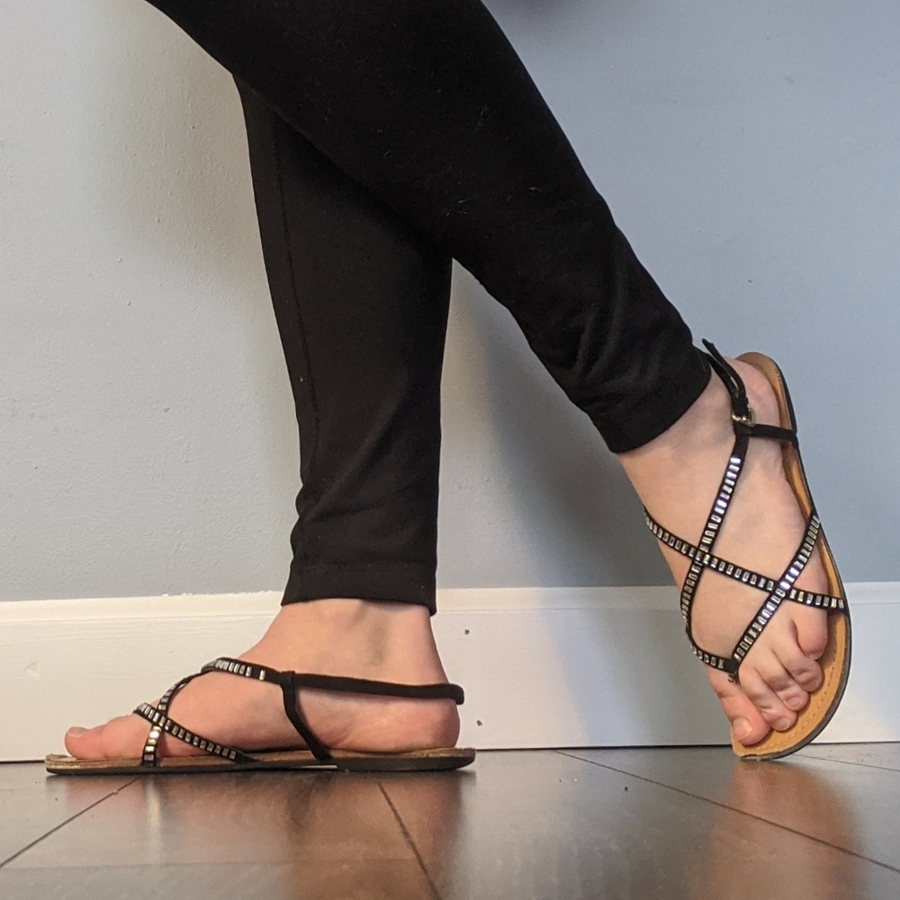 Sparkly black sandals